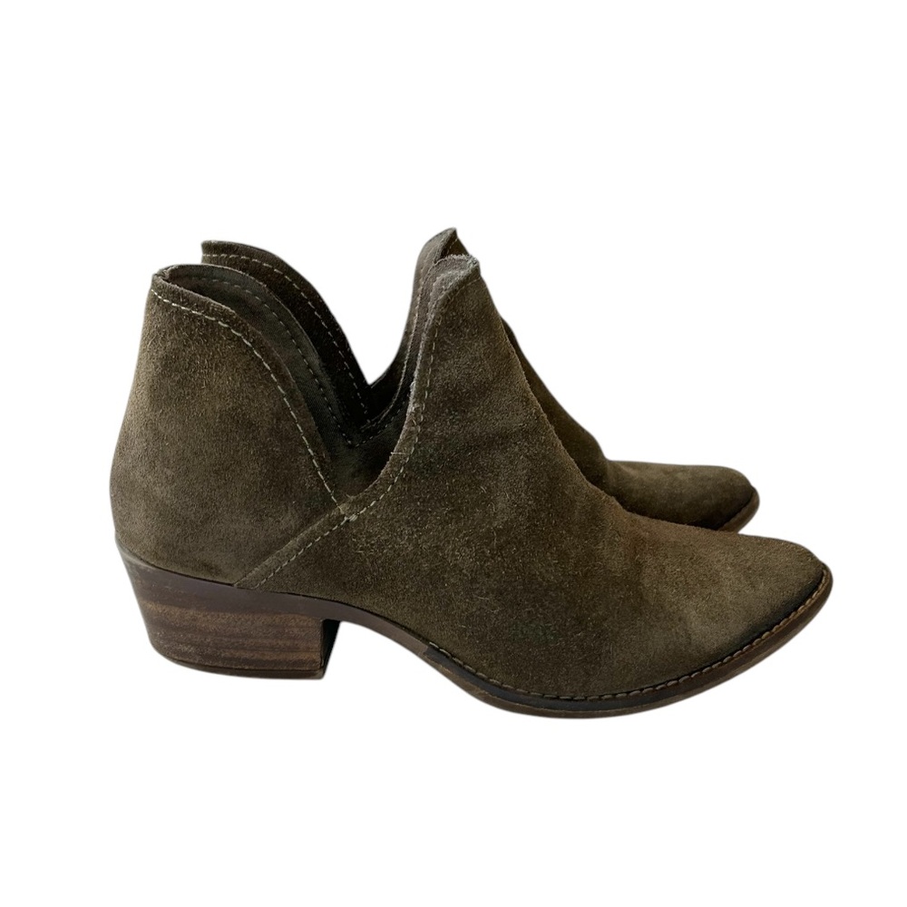 Steve Madden Austin Leather Suede Ankle Booties in Brown Ankle Cut-Out